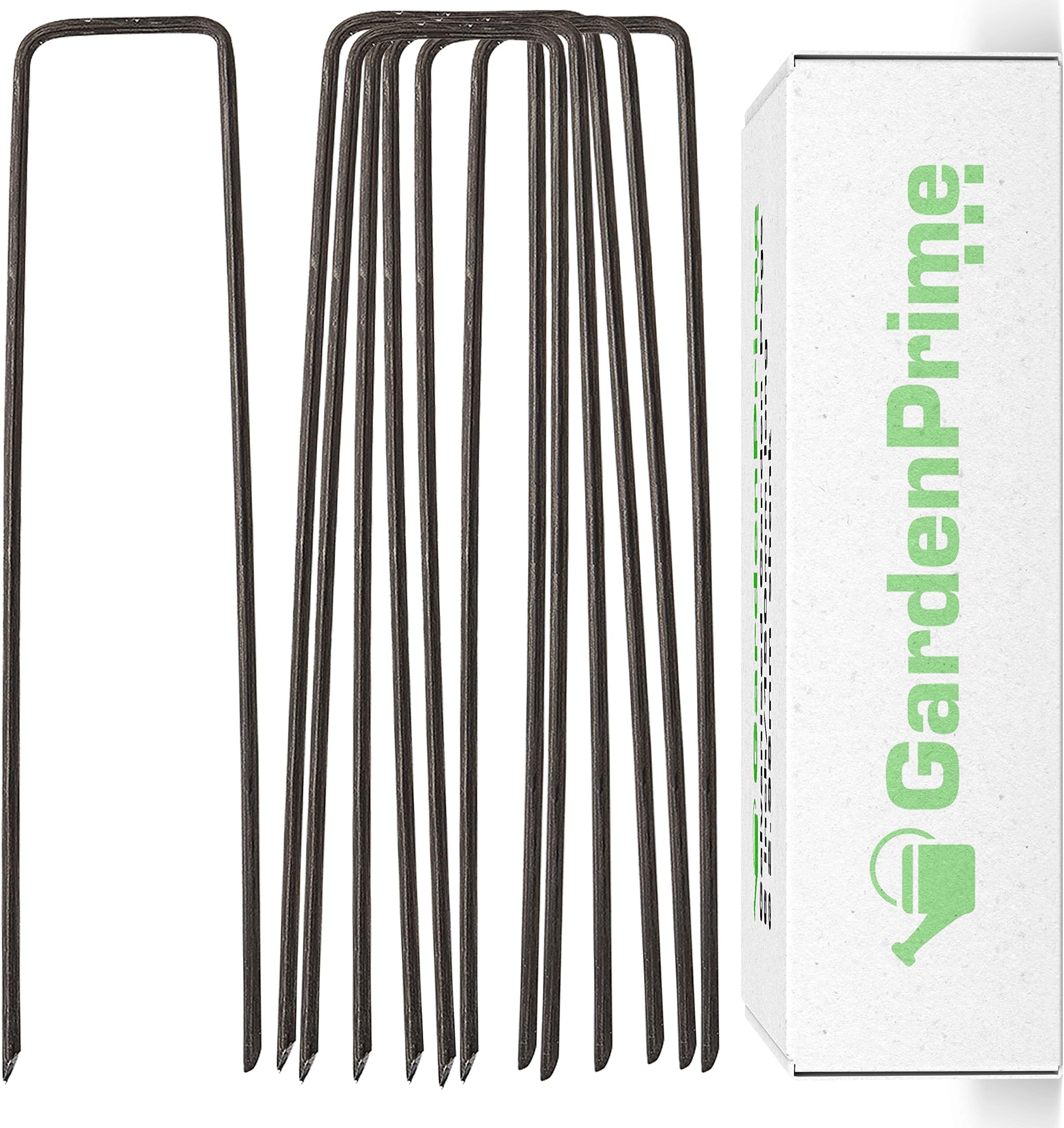 100 pack Garden Securing Pegs, U-Shaped Ground Stakes Metal Pins for membrane weed control fabric netting fleece groundsheet landscape artificial grass lawn chicken wire (100, 6"/150mm)