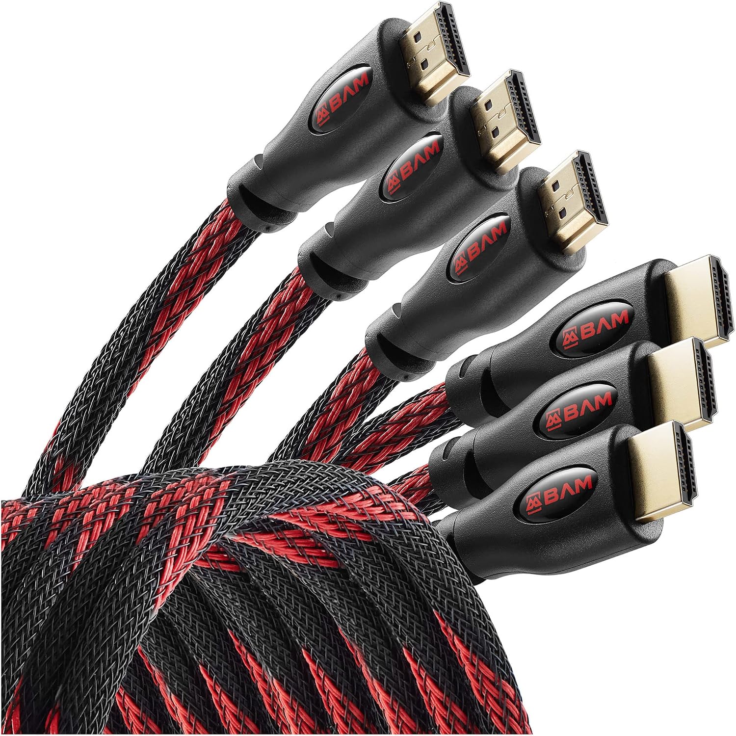 Bam 3 Pack High Speed 4K HDMI Cables – 25′ Long