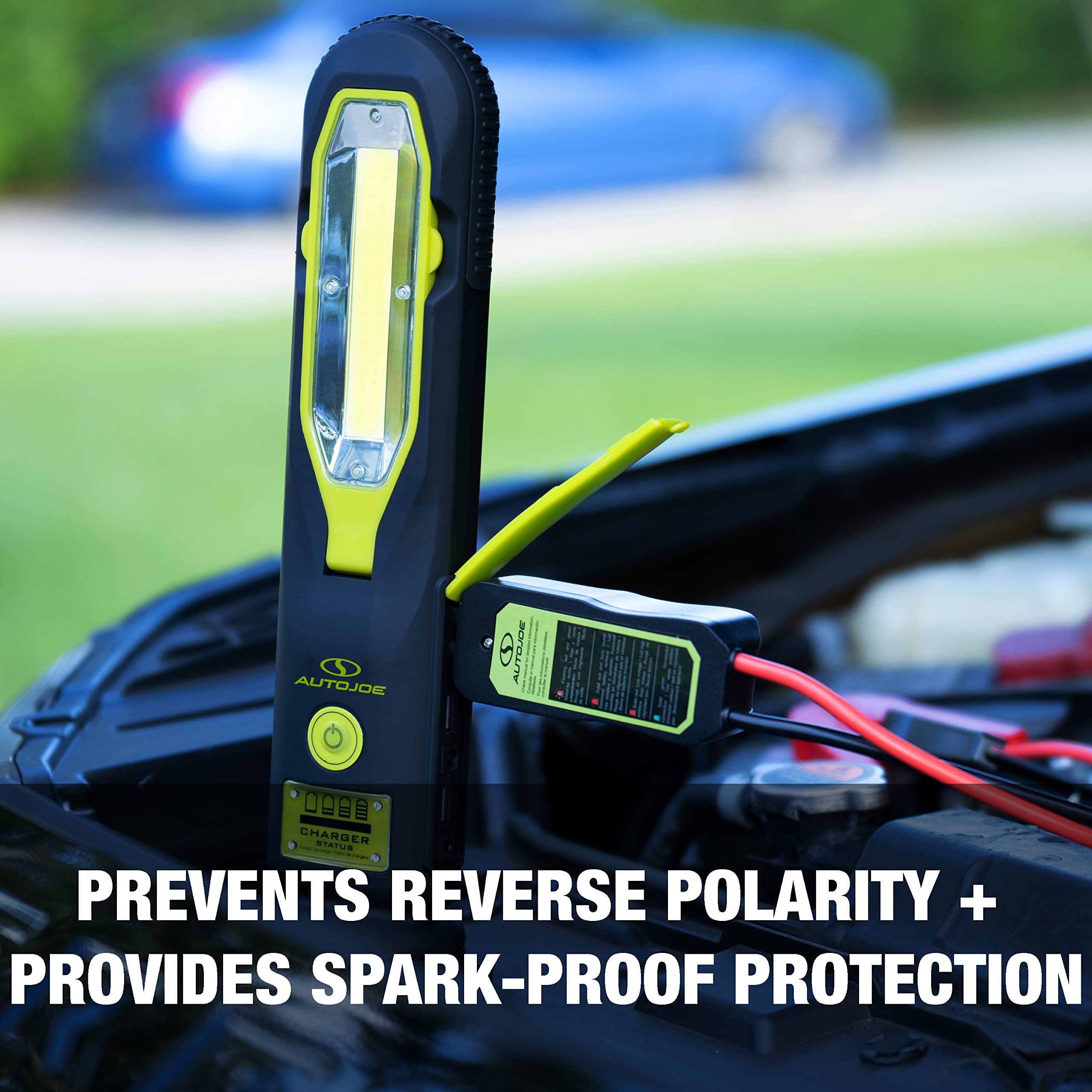 Auto Joe AJS8000 Cordless 12-Volt High Performance Vehicle Jump Starter, W/ 3W 500-Lumen LED Light, 2 USB Output, & SOS Signal, Multi-Use, Car, Truck, & Boat