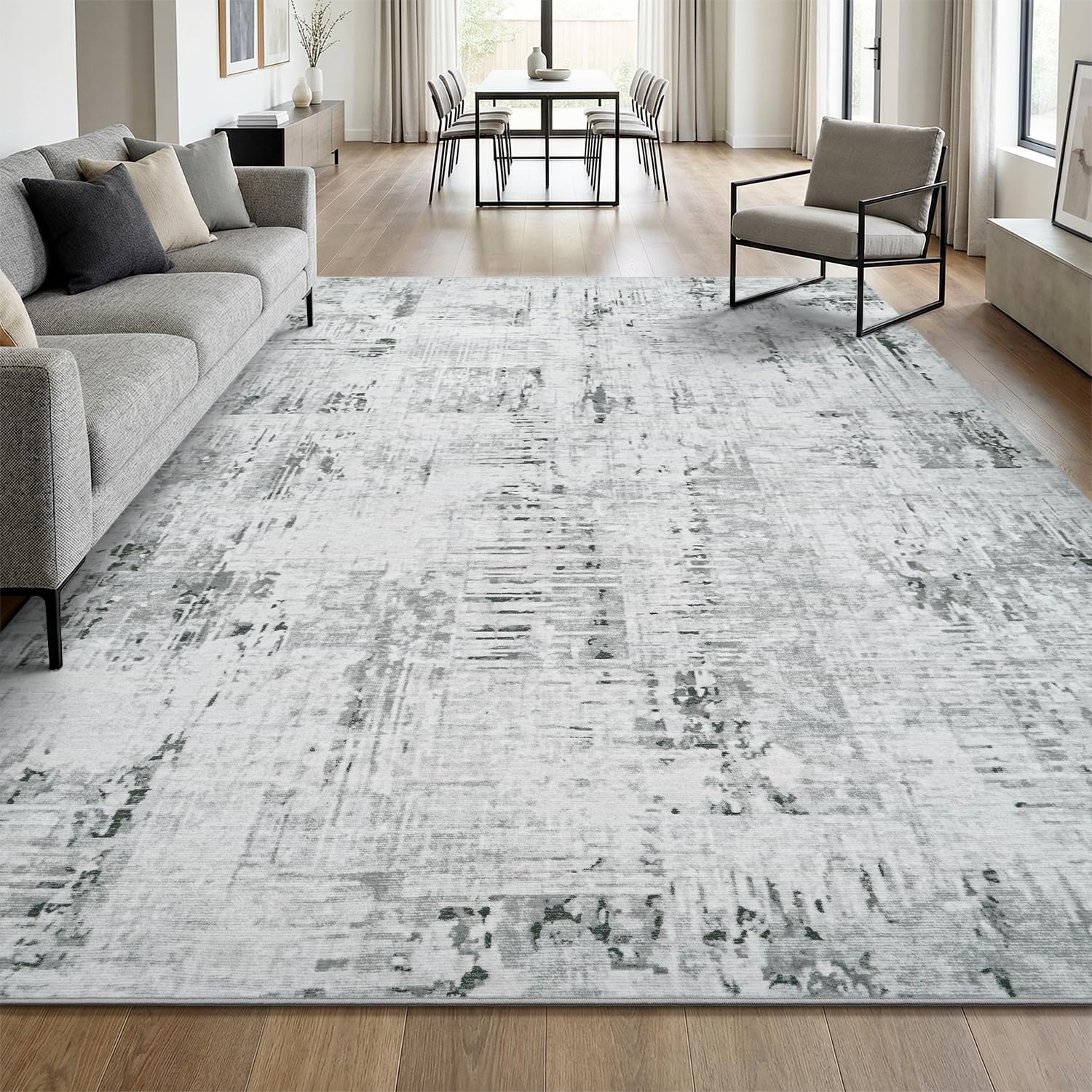 Resare-Area Rug-Rugs for Living Room 5x7 FT Washable Carpet Rug for Dining Bedroom Living Room Low Pile Abstract Grey