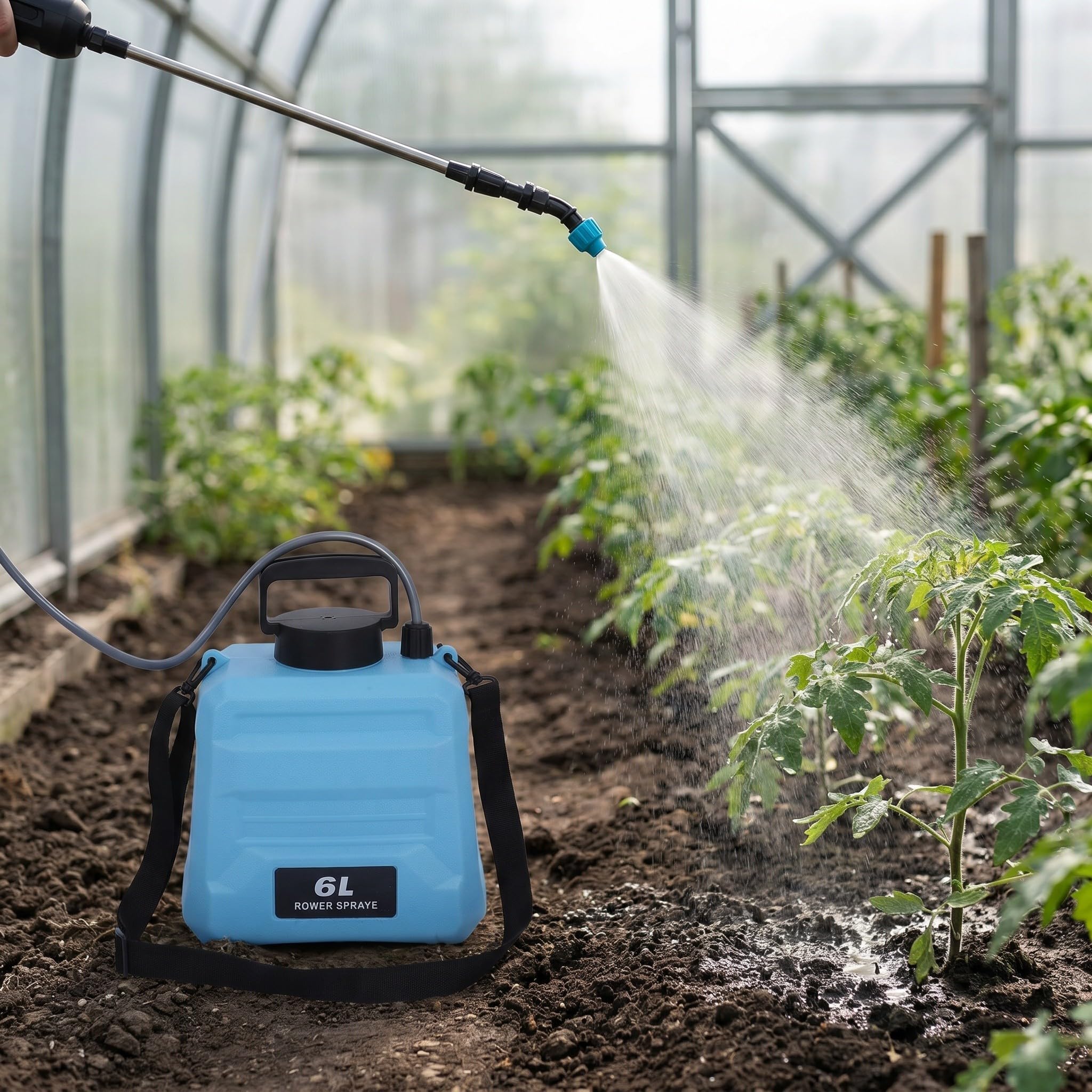 TOYANDONA Nebulizzatore Elettrico per Giardino con Capacità 6 Litri, Spruzzo Prolungato senza Affaticamento, Ugelli Regolabili e Manico Ergonomico in Plastica per Orto e Prato