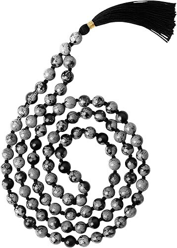 Amazing Gemstone Japa Mala - Collar de 108 cuentas de oración y pulsera de muñeca Mala para meditación