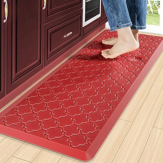 JEEDOVIA Red Kitchen Mat Cushioned Anti Fatigue, 1/2 Inch