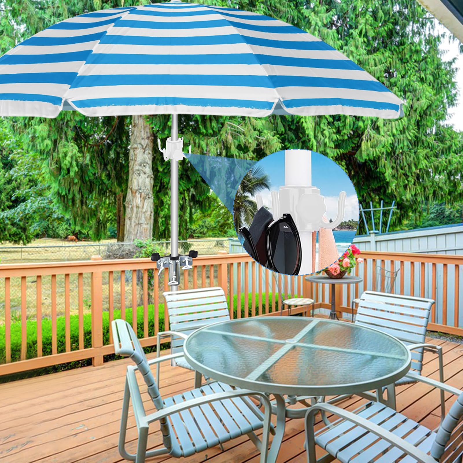 Supporto Per Ombrellone Da Balcone ENAIAH - Regolabile, Per Ringhiere, Da Esterno, Per Giardino E Terrazza - Foto 7