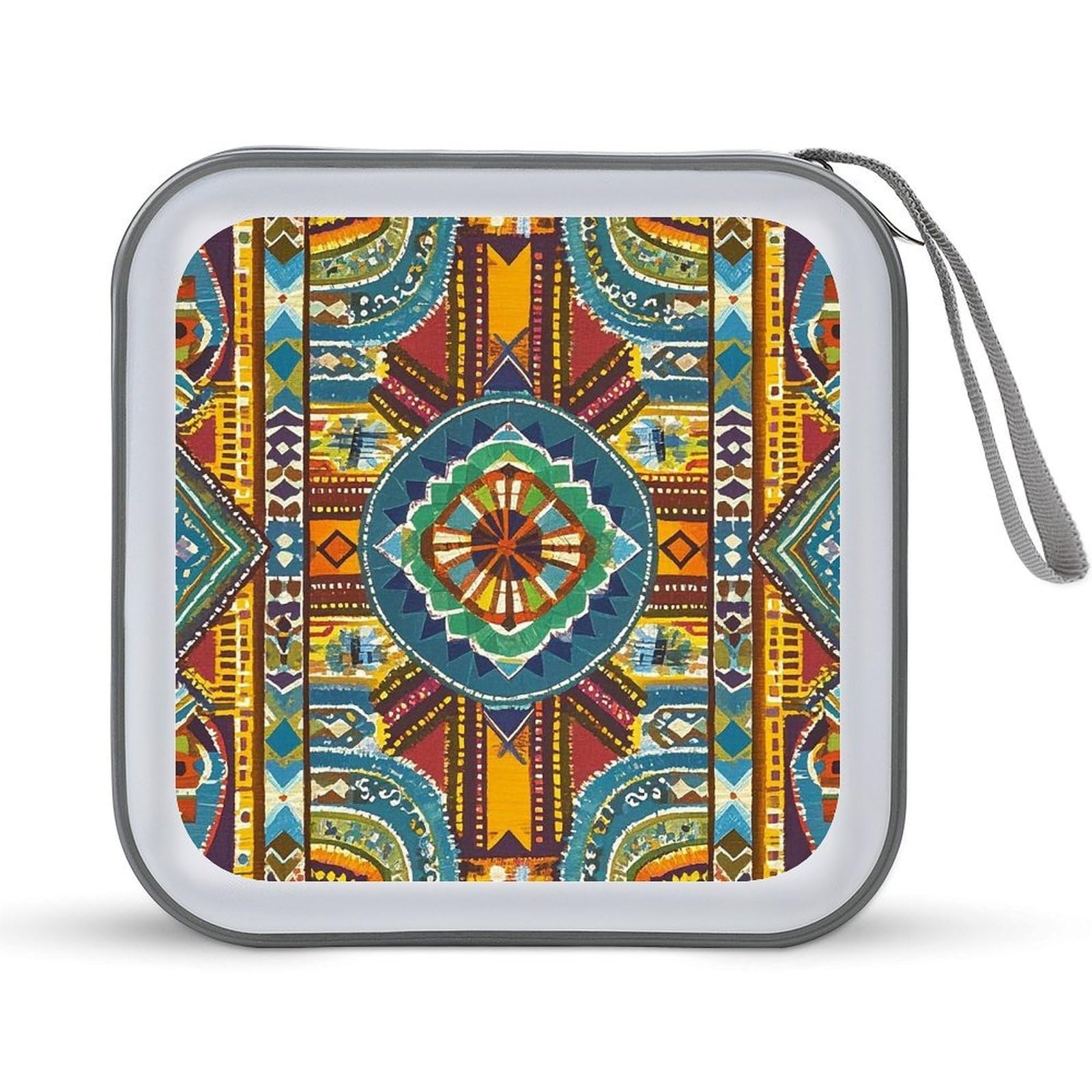 FekiLoot African Style Textile Pattern CD Case Portable DVD Case Holder Large Storage Disc Wallet Bag 40 Capacity Hard Plastic Disc Cases Storage Binder DVD Case Wallet for Car Home Travel