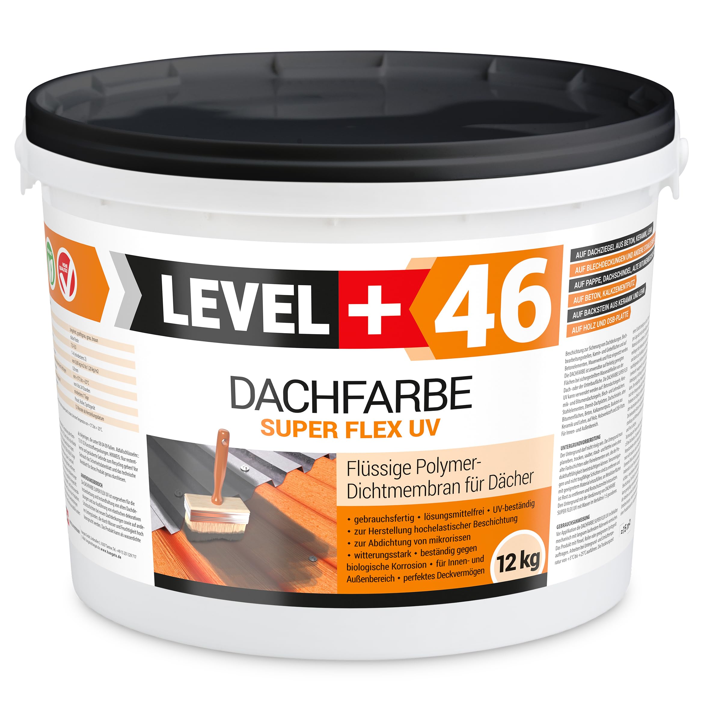 LEVEL PLUS Dachfarbe Super Flex UV RM46: Dachfarbe und Flüssige Polymer-Dichtmembran