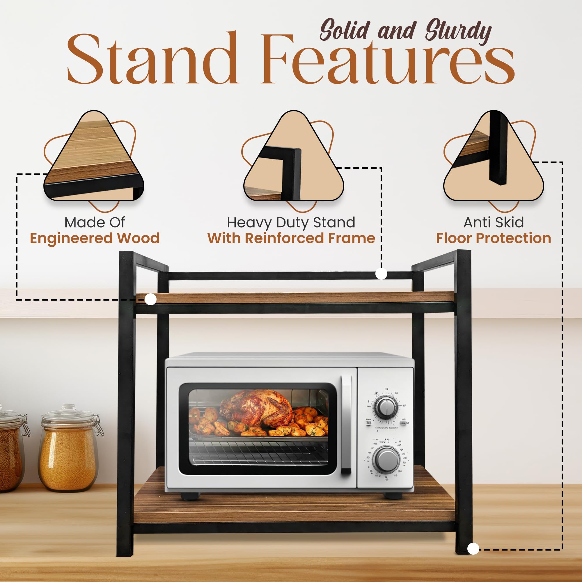 Kitchen Microwave Stand - 2 Tier Countertop Organizer -4