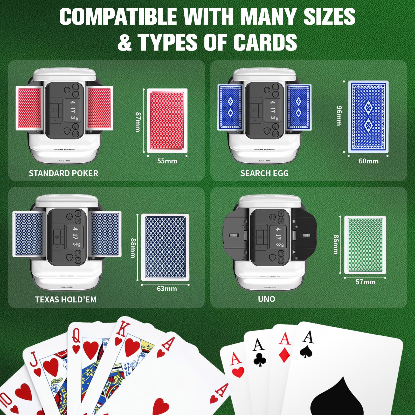 Mélangeur de cartes automatique 2 en 1 - 360 ° - Mélangeur de cartes électrique - Convient pour 1 à 8 joueurs pour cartes UNO, Poker, Monopoly, Blackjack et Maverick