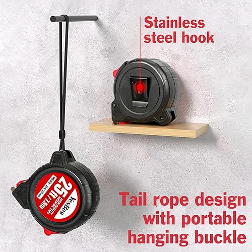 Miniatura 4 de Cinta métrica de 25 pies, paquete de 10 cintas de medición fáciles de leer, cinta métrica autobloqueante retráctil de 25 pies por 1 pulgada