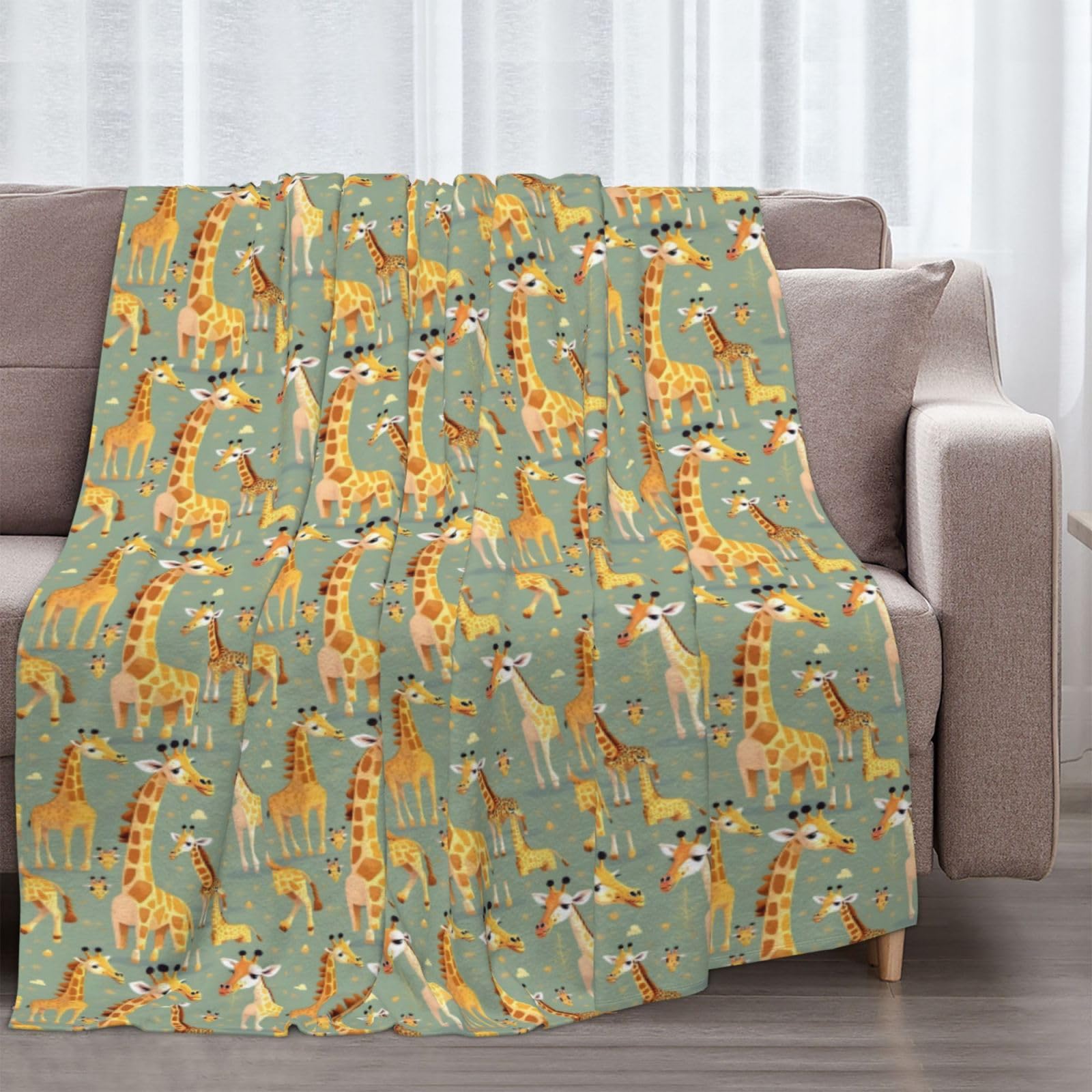 Couverture en flanelle avec imprimé girafes sauvages - 177,8 x 203,2 cm - Confortable et chaude - Pour l'hiver - Pour camping ou voyage
