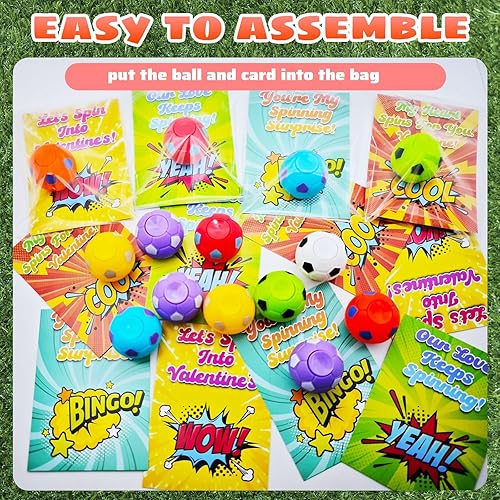 Miniatura 4 de Paquete de 28 tarjetas de regalo para el día de San Valentín para niños con mini juguetes de pelota de fútbol, juguetes de intercambio de San