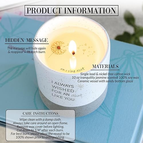 Miniatura 9 de Pavilion - I Always Wished for A Sister Like You - Vela de cera de soja natural con mensaje oculto sorpresa de 10 onzas, aroma de algodón, 1 unidad