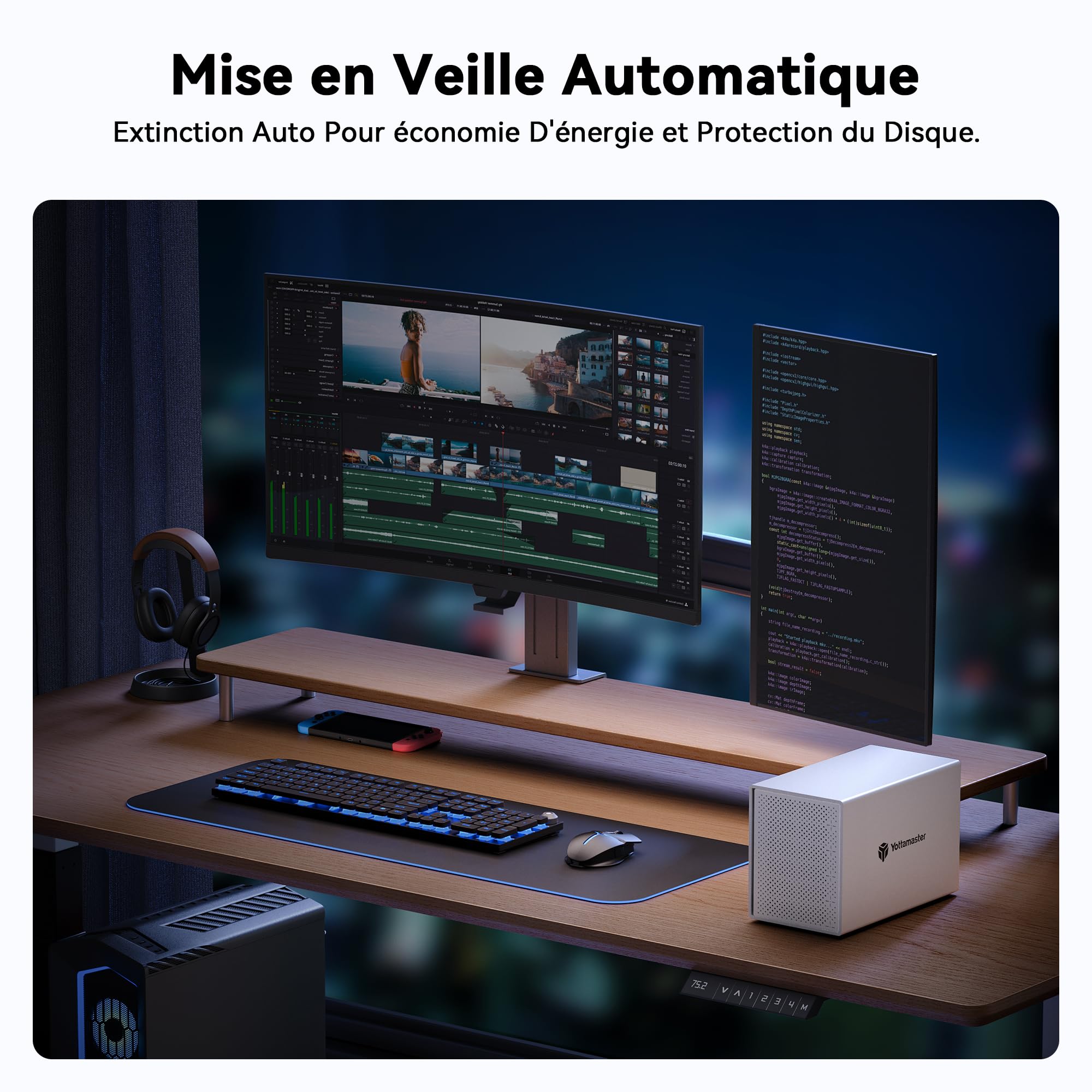 Yottamaster 5 Baies Boîtier Disque Dur pour 2.5/3.5" SATA HDD/SSD, Externe Aluminum USB Tybe-B Jusqu’à 5 × 22 to Max 110 to Hard Drive avec Ventilateurs de 80mm