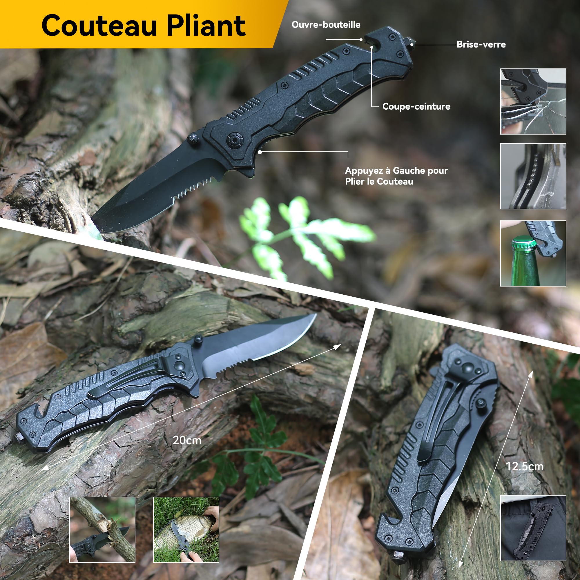 Trousse de Survie Trousse de Survie Polyvalente Trousse de Premiers Soins à l'extérieur pour Les Sports de Plein Air, Le Camping, l'alpinisme, la Pierre de Feu