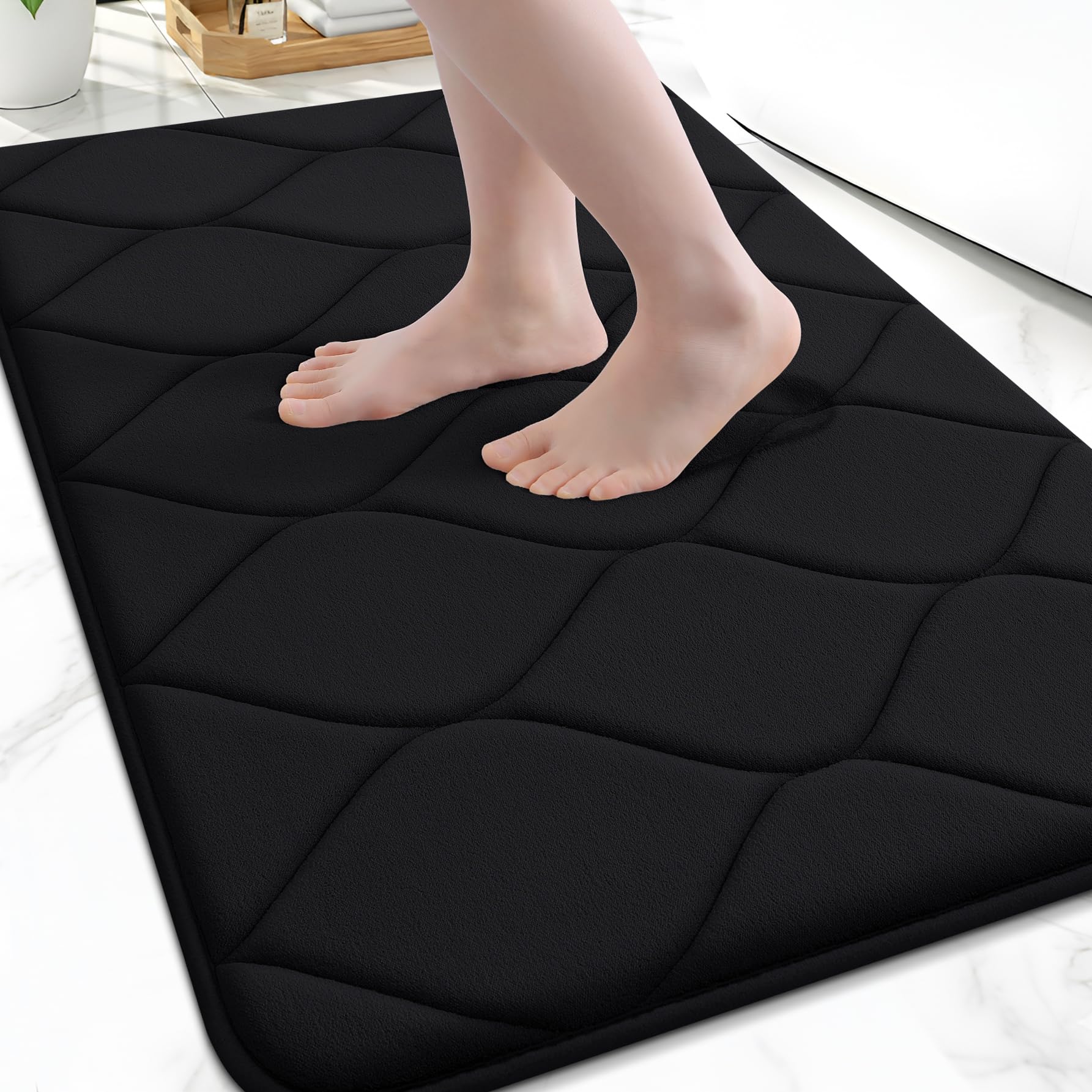 Smiry Memory Foam Bath Mat 47x17, Ultra Soft Absorbent Bathroom Rugs