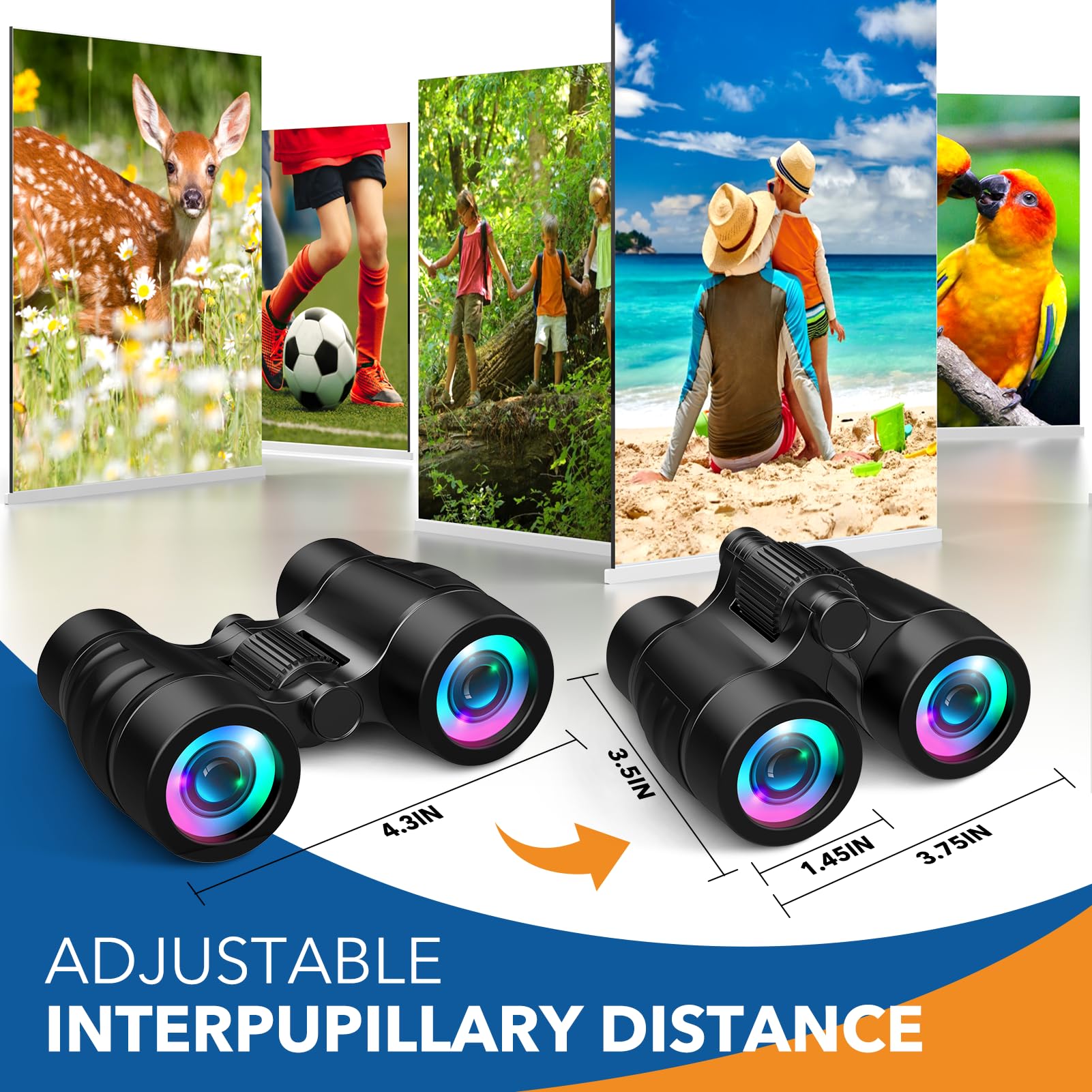 HappyKidsClub Binoculars for Kids Outdoor Toys for Boys Age 3-9, Travel Games, Garden Toys, Black - Image 3