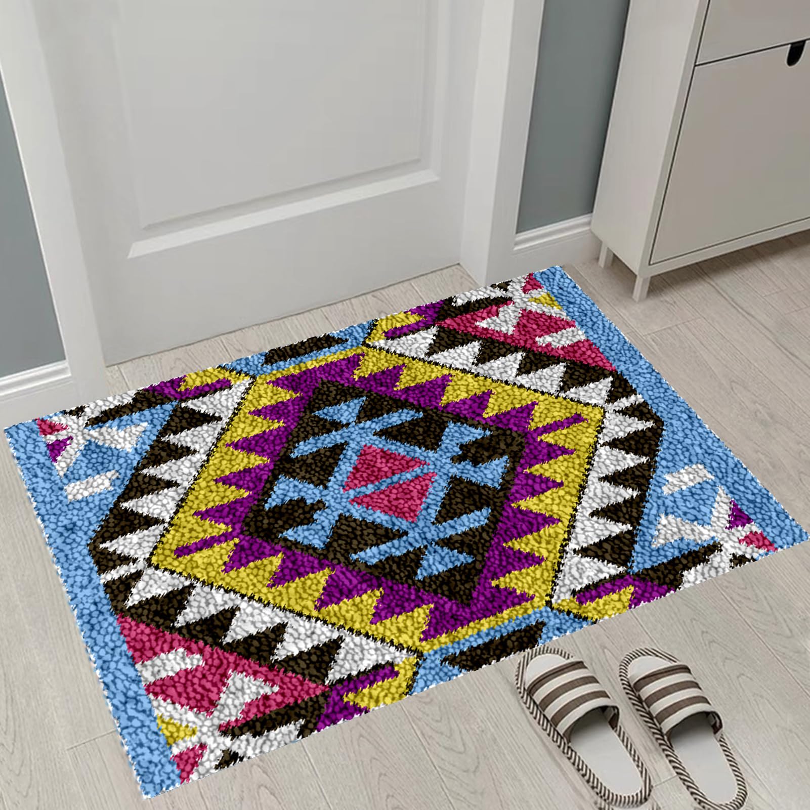 Tappeto Fai Da Te Con Tela Colorata Fveknbhyewng Kit Gancio Di Chiusura Tappeto, Kit Gancio A Chiavistello Tappeto Fai Da Te, Kit Per Kit Latch Hook Fai Da Te 60x90 Cm