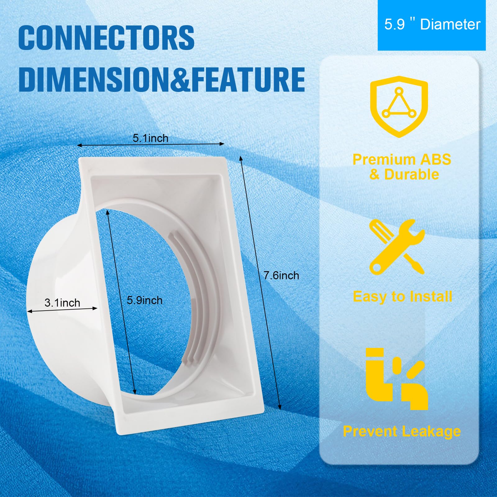 Kit de manguera de aire acondicionado portátil de 5.9 pulgadas de diámetro y 59 pulgadas de longitud, manguera de CA universal con adaptador, manguera de escape flexible y conector de tubo de