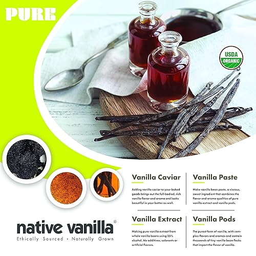 Vista 12 de Native Vanilla Granos de vainilla de Tahití de grado B, 10 cápsulas enteras de extracto de alta calidad, para chefs y hornear, cocinar y hacer