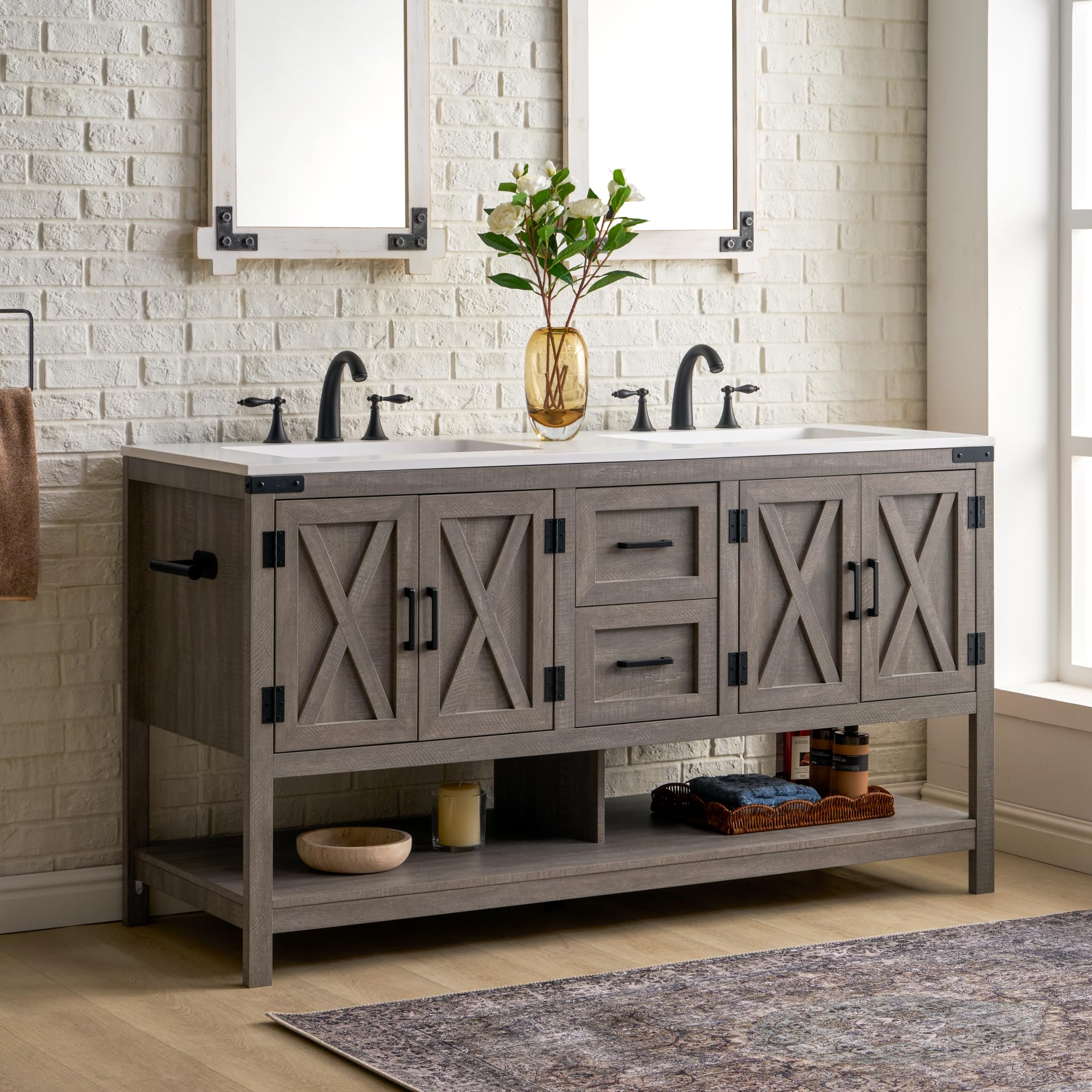 AMERLIFE 60-inch Farmhouse Vanity