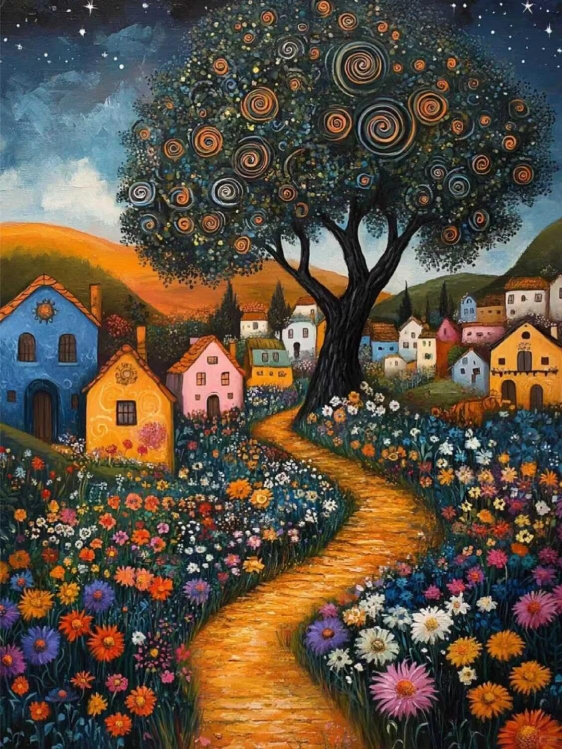Rqwybcaxn C Embroidery Beads Kit Olorful Houses 40X50cm