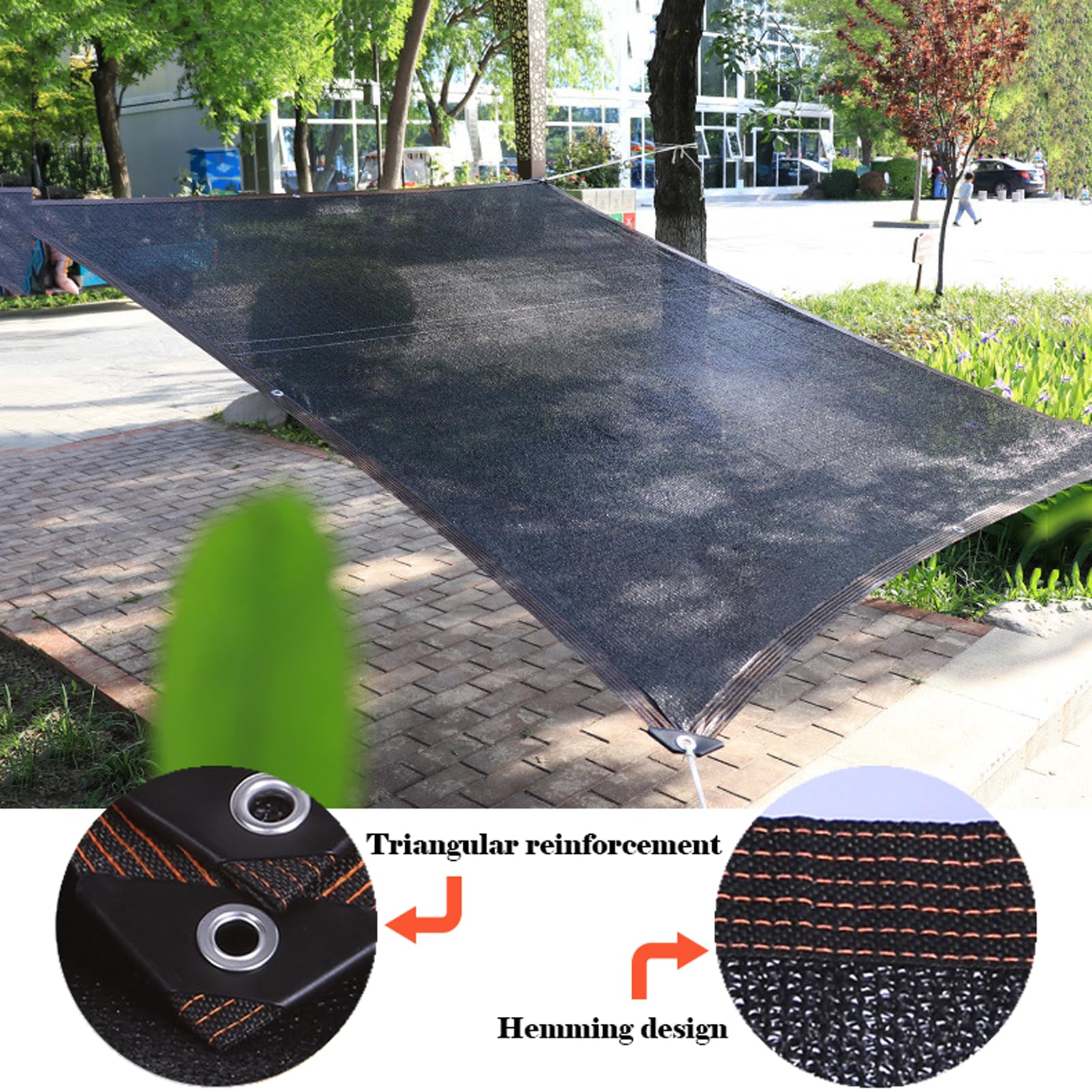 6 x 15 m tkanina przeciwsłoneczna z przelotkami, 70-90% ochrona przed promieniowaniem UV, trwała siatka ogrodowa do szklarni i na patio, siatka z filtrem przeciwsłonecznym do roślin i ogrodnictwa