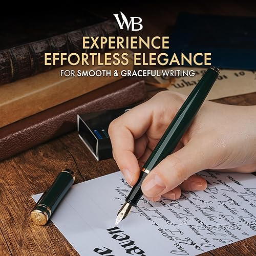 Vista 22 de Wordsworth & Black - Juego de pluma estilográfica, punta de espesor medio, incluye 24 cartuchos de tinta y un cargador de tinta, estuche de regalo