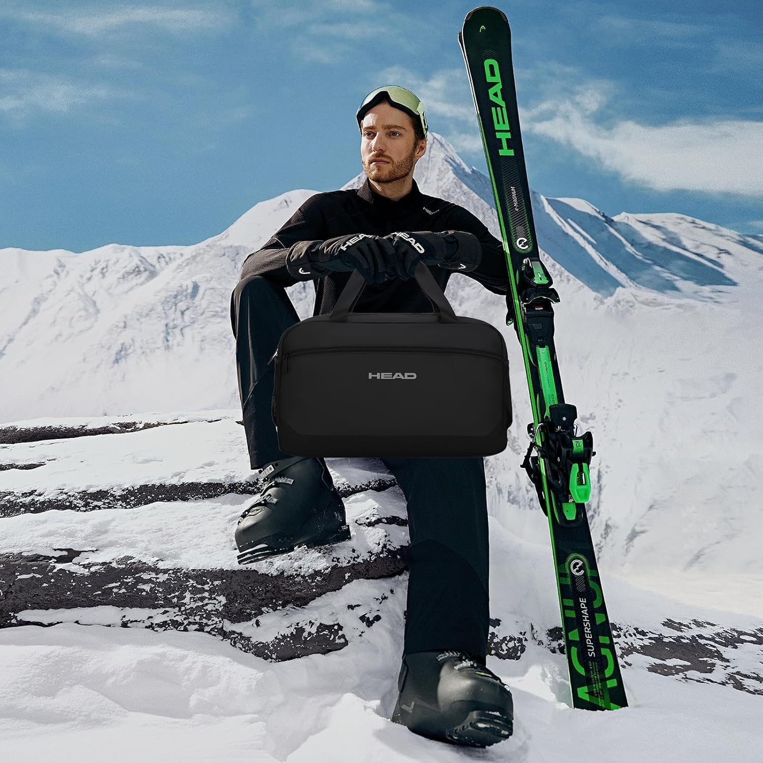 HEAD 40L Waterproof Travel Duffel Bag for Men, Large Sport Gym Bags for Fitness/Weekender Overnight, Lightweight Luggage Shoulder Bag for Business/Workout/Trip, Black - Image 3