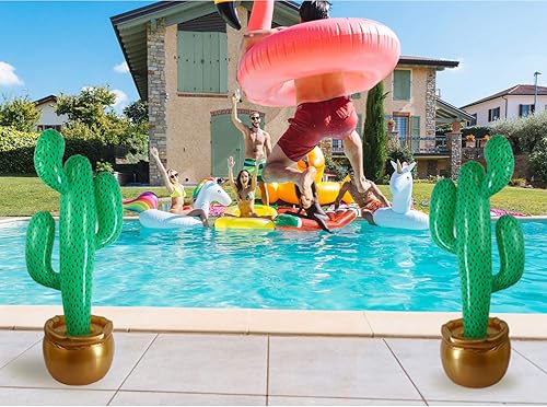 Miniatura 2 de GIFTEXPRESS Paquete de 2 cactus inflables de 36 pulgadas y cactus jumbo de 76 pulgadas para fiestas temáticas
