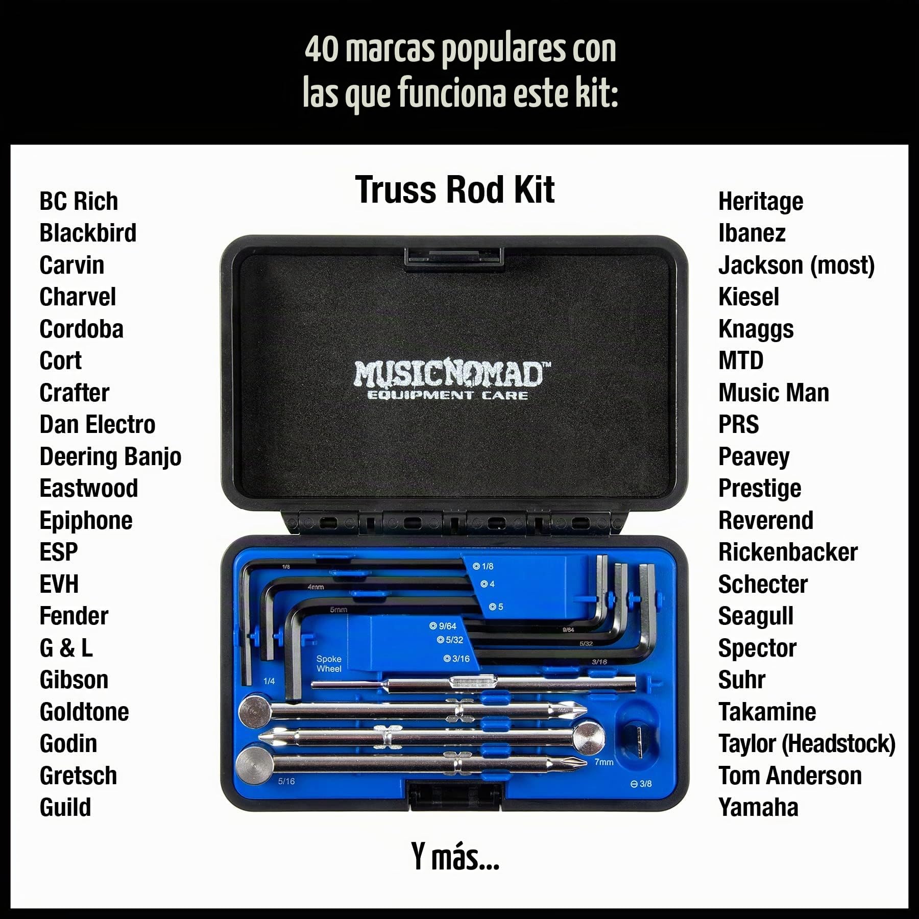 MusicNomad MN235 Premium Guitar Tech - Juego de llaves para varilla de armadura, 11 piezas