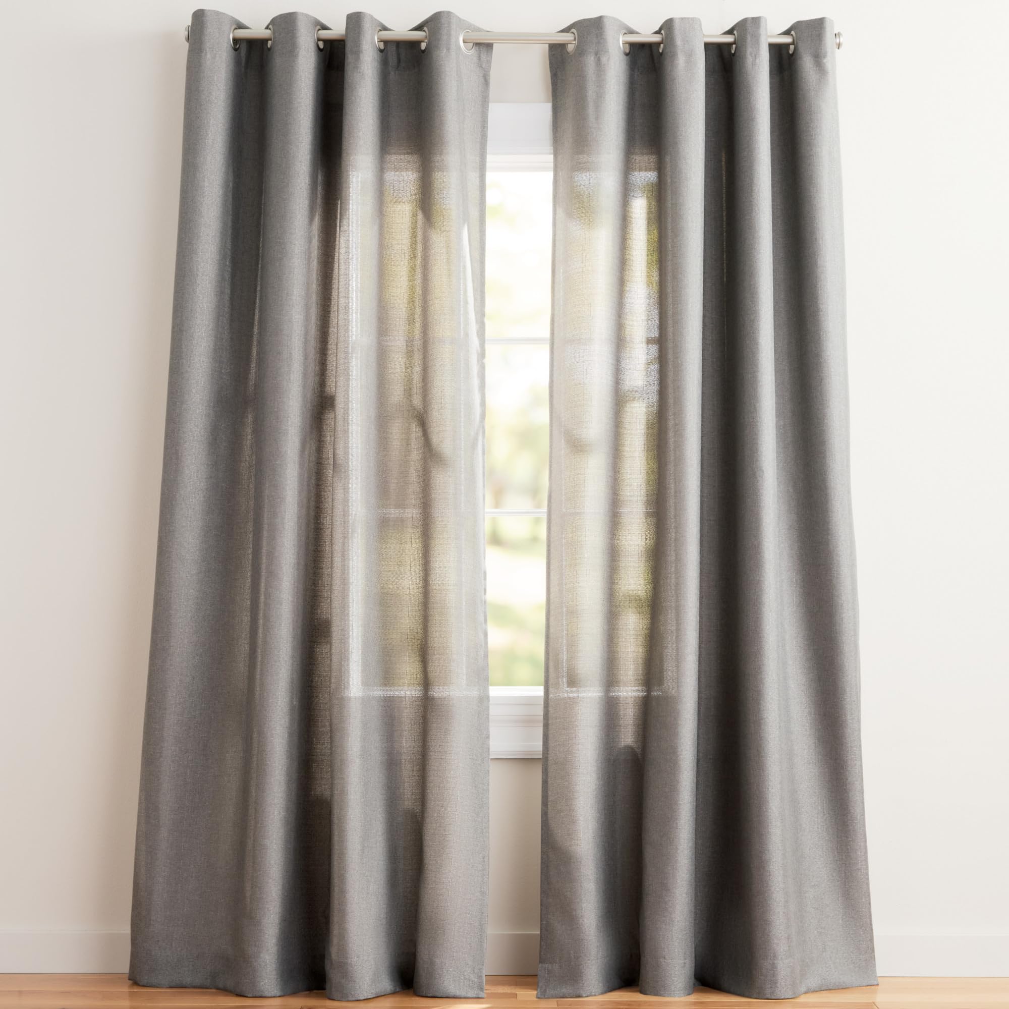 Exclusive Home Curtains Loha Linen Window Curtain Panel, Polyester, Black Pearl, 108" Length