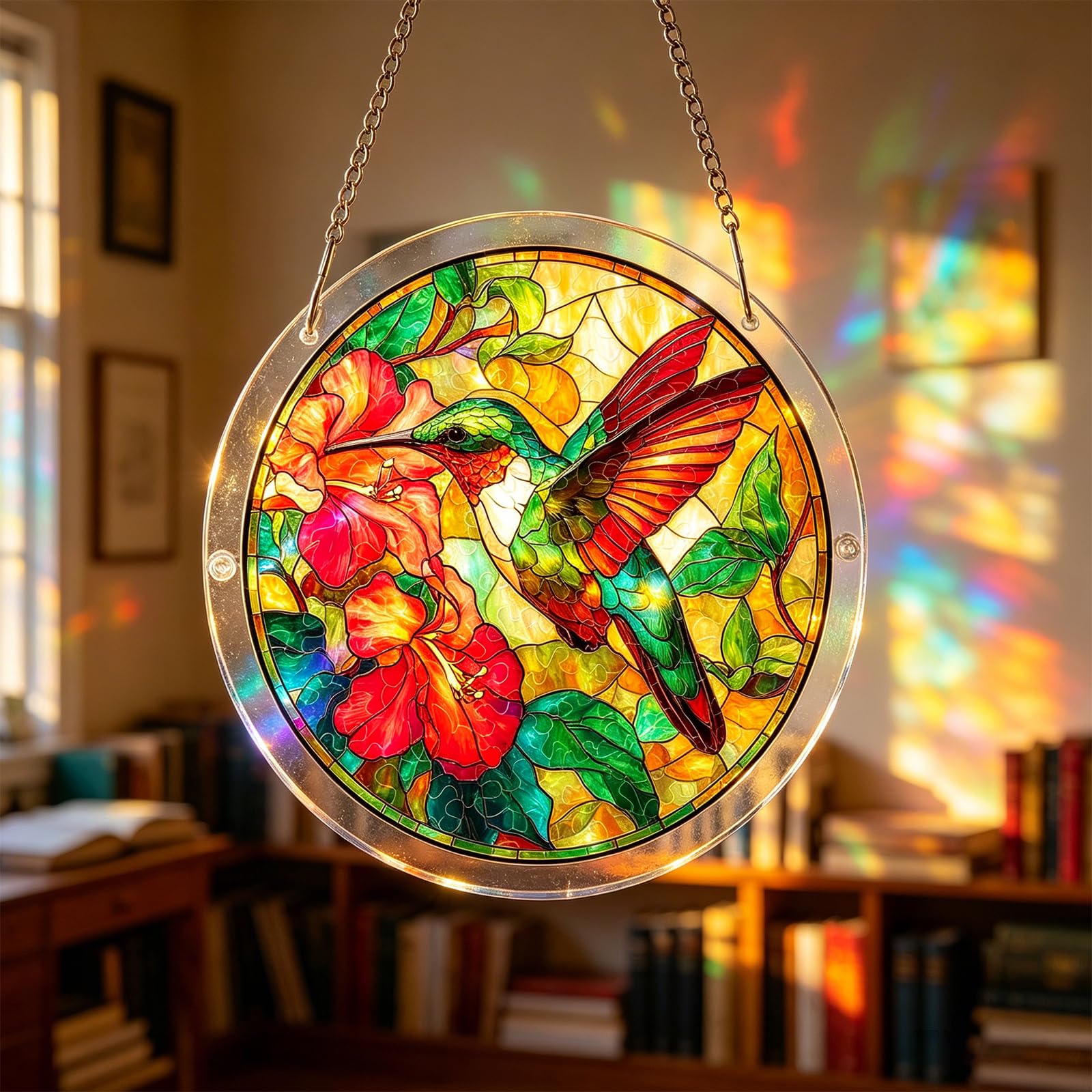 Acrylic Jigsaw Puzzle Suncatcher, DIY Hummingbird Suncatcher Puzzles Stained Glass Window Hanging, Sun Catcher Kit Acrylic Puzzle for Home Window Garden Decor, Gift for Women, Mom, Friends