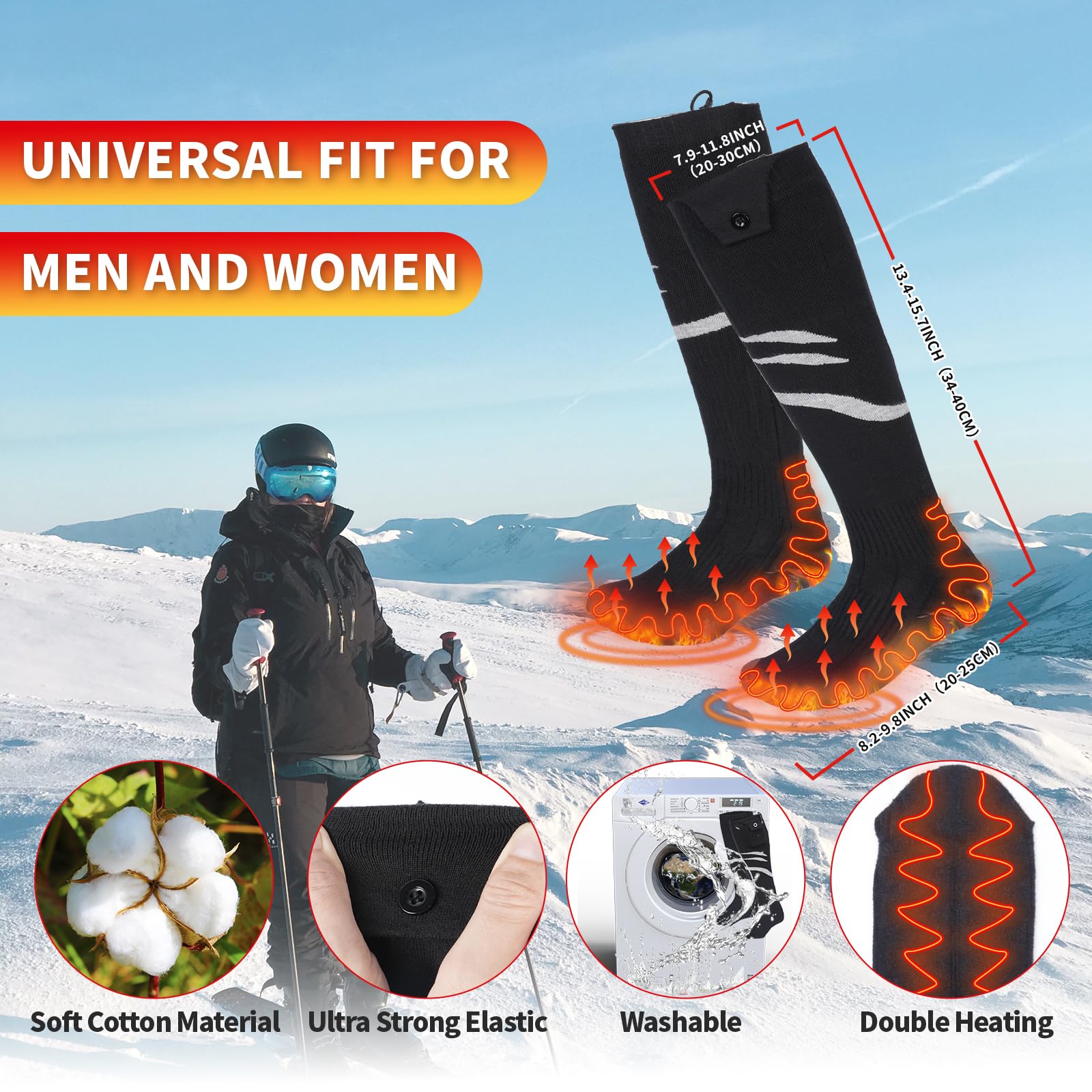 Beheizbare Socken Mit Akku - 4 Temperaturen Für Outdoor