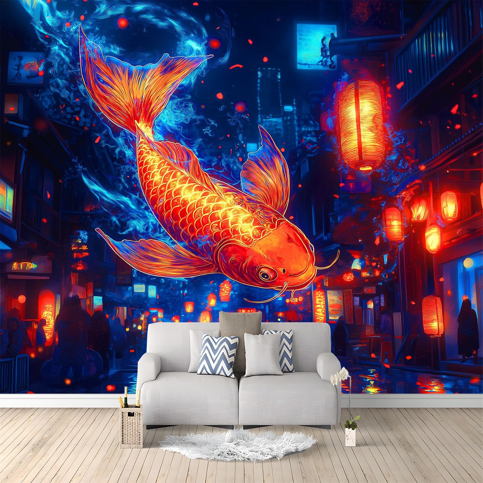 Tapeta mural do salonu miasto scena nocna karp 300 x 210 cm plakat fototapeta fototapeta z włókniny, nowoczesna sypialnia pokój dziecięcy tło dekoracja telewizora