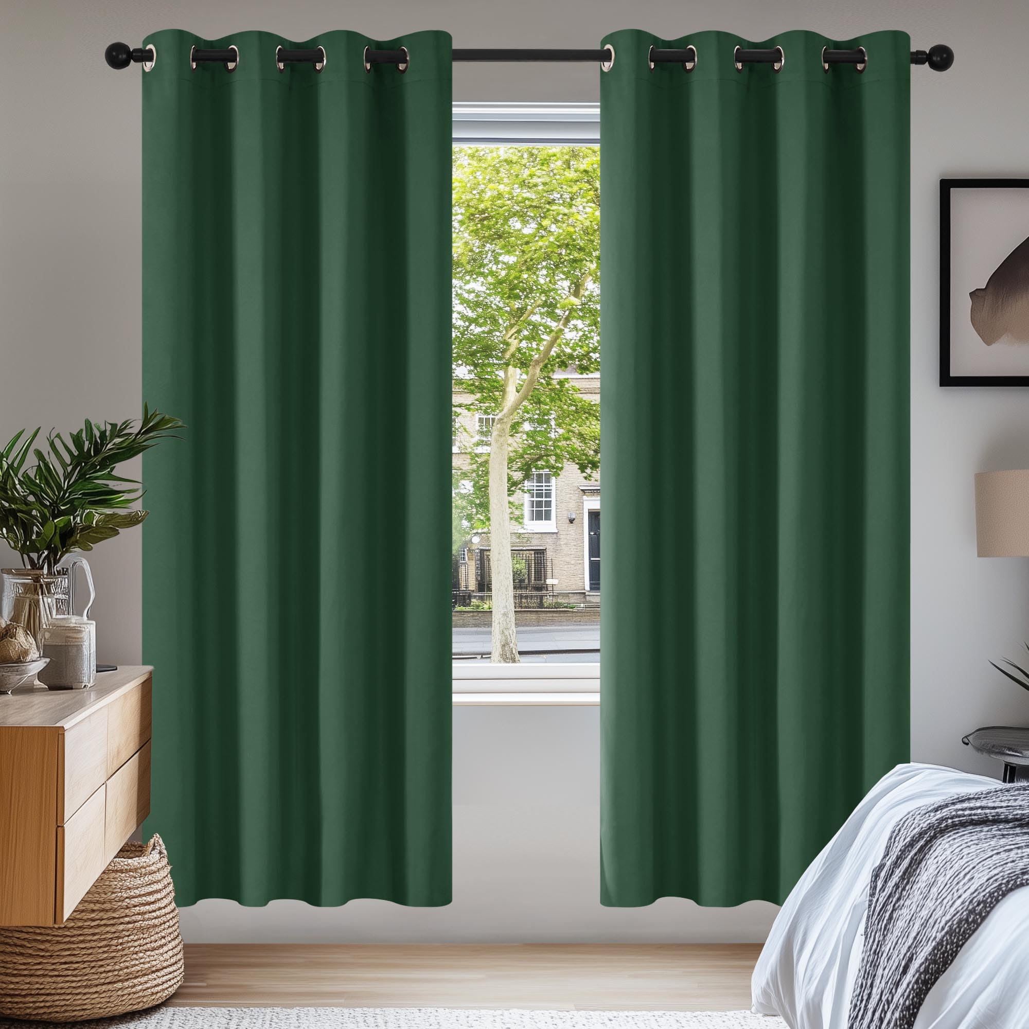 Deconovo Forest Green Home Decorative Blackout Curtains Thermal Insulated Curtains Energy Saving Eyelet Curtains For Living Room W55 X L69 One Pair