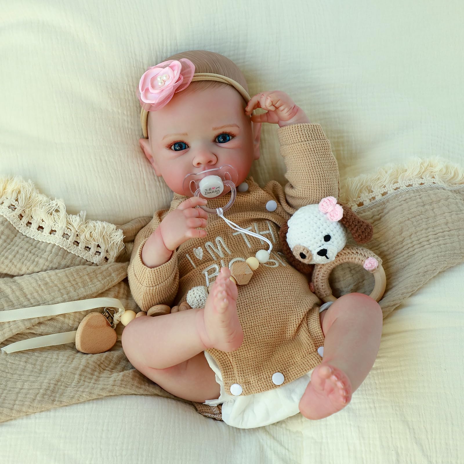 KSBD Realistic Reborn Baby Dolls - 20 Inch Cute Real Life Baby Girl Doll, Lifelike Newborn with Full Vinyl Body,Real Baby Dolls with Accessories for 3