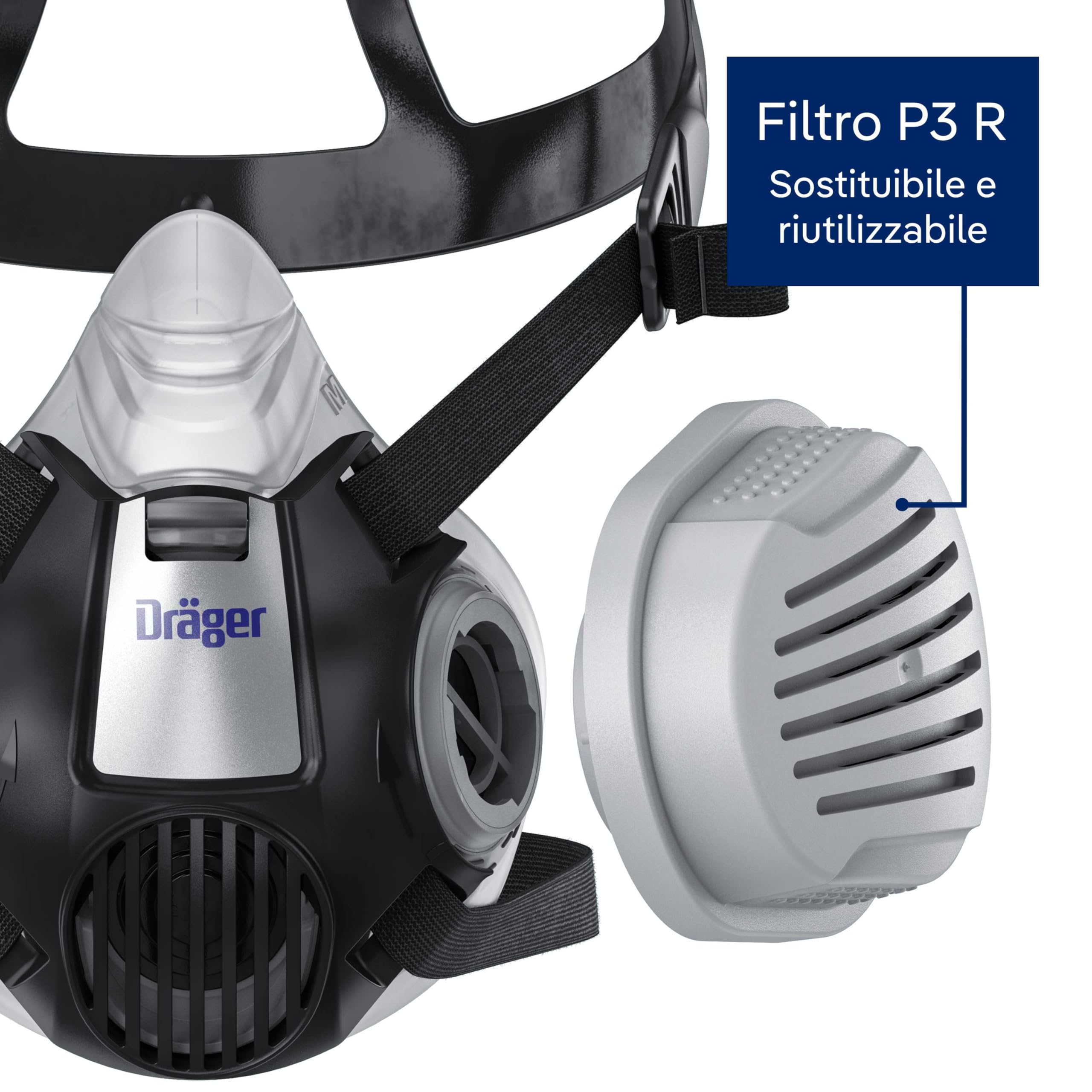 Dräger X-plore 3300 Mezza maschera polvere-artigianato con filtri P3 resistenti all'acqua contro particelle fini taglie diverse
