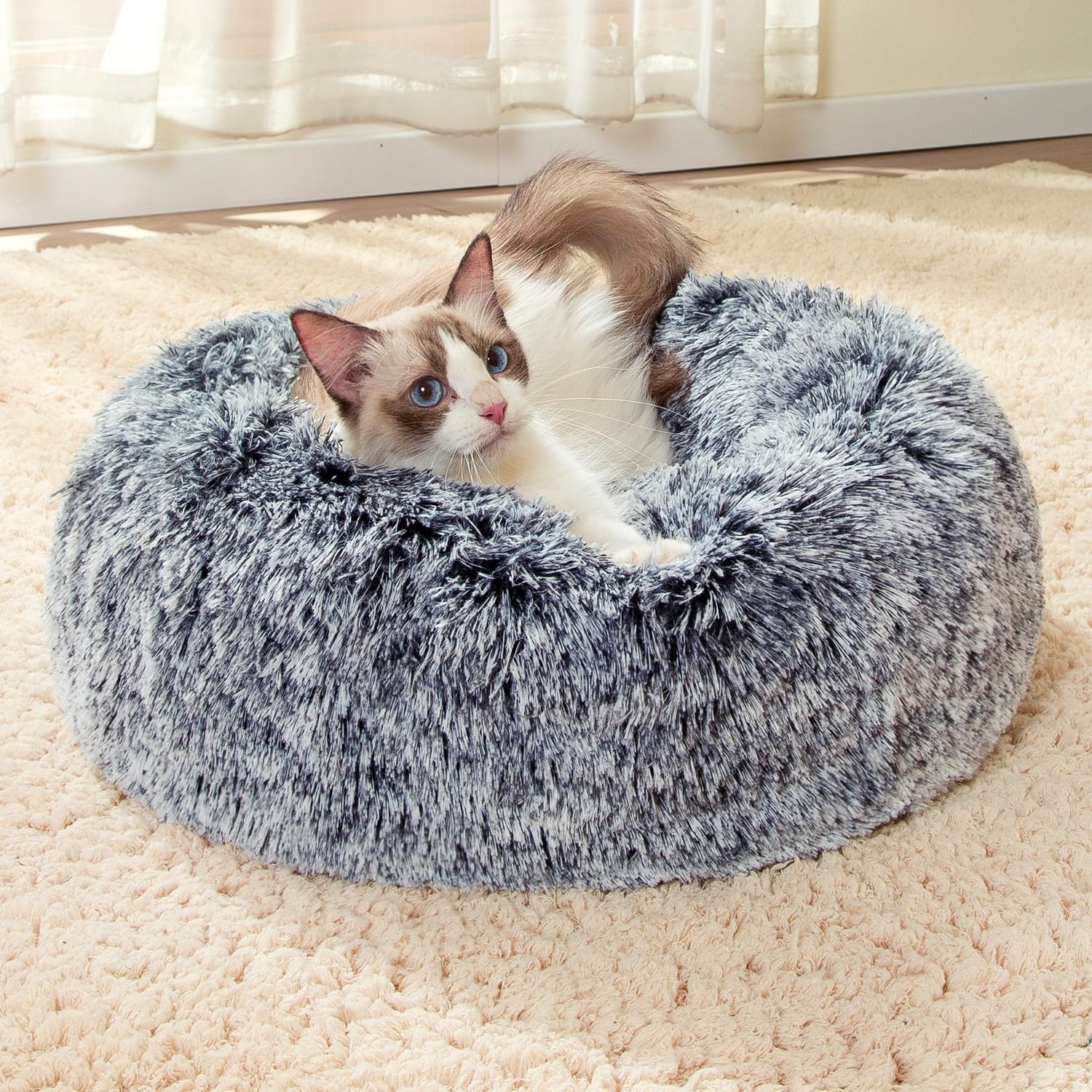 CATBOAT 20'' Calming Dog Cat Bed Indoor Washable Donut