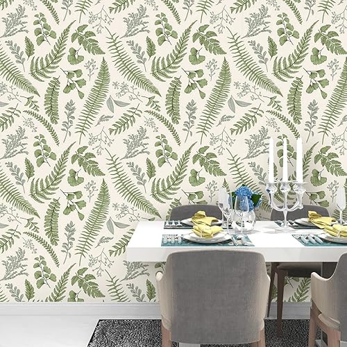 Miniatura 4 de Rainforest Leaves - Papel tapiz autoadhesivo con hojas verdes, papel tapiz autoadhesivo para despegar y pegar, papel de contacto extraíble para