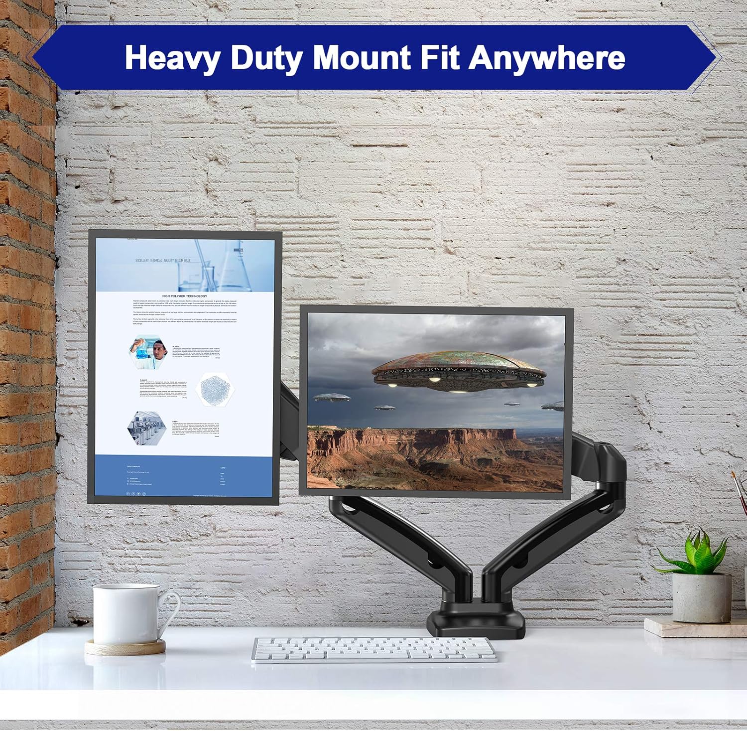 Frее Shірріng Ovеr $50 ERGO TAB Dual LCD Monitor Desk Mount Stand - Ergonomic Gas Spring Monitor Arms Removable VESA Mount 75/100mm for 13 to 27 inches Computer Screens, Holds up to 17.6lbs Per Arm (EBDSK4)