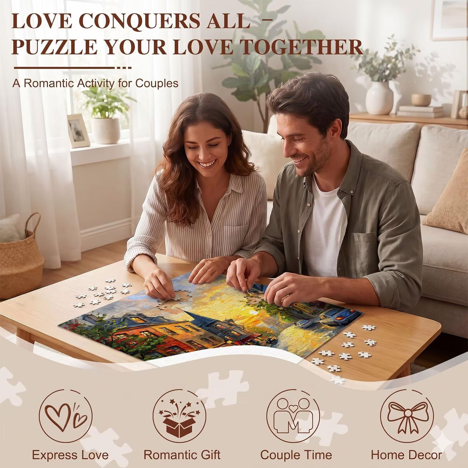 Città strada Puzzle 1000 Pezzi per Adulti, Puzzle in Legno - Collezione Classica con Poster Incluso - Sfida di Concentrazione e Passatempo Antistress, Gioco Educativo per Famiglia, 75 x 50 cm f0-51