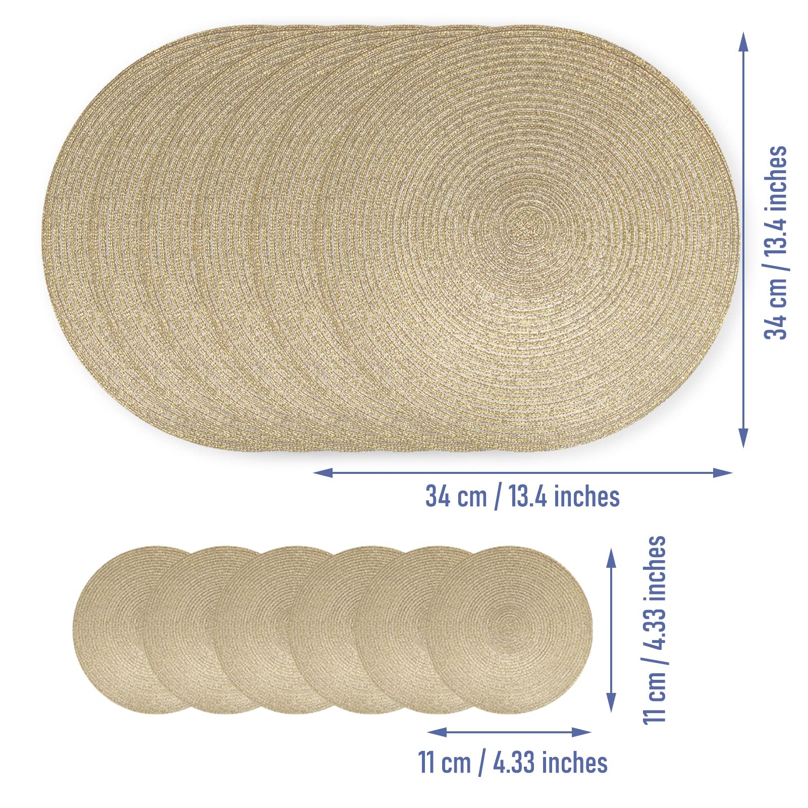 wiipara Round Woven Placemats Set of 6 Heat Resistant Round Braided Table Mats - Image 2