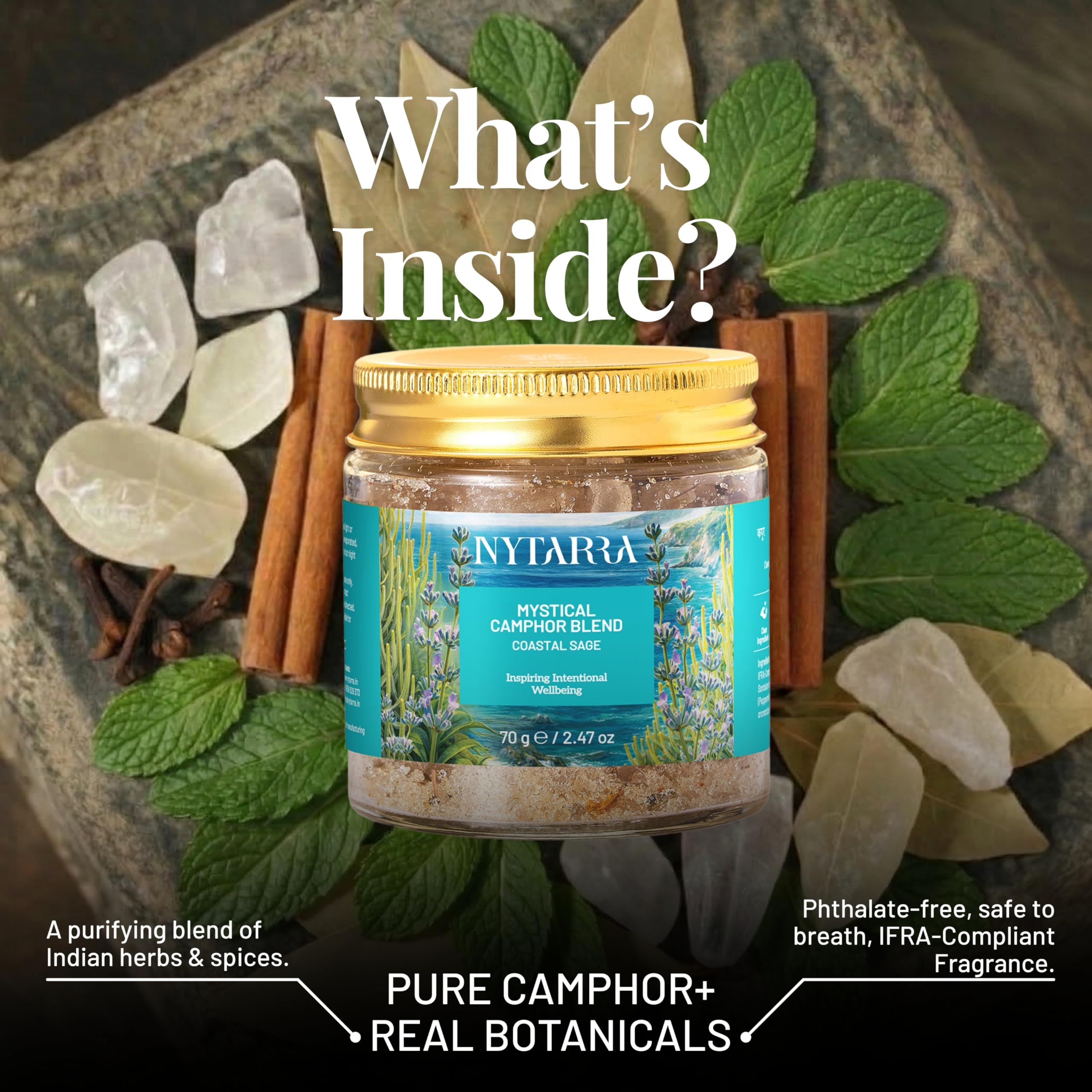 Nytarra Mystical Camphor Blend - Coastal Sage 70g | Original Pure Camphor Infused with Herbs & Spices | Diffuser-Friendly Botanical Blend | Clean Aroma | Modern Twist on Traditional Puja Rituals 2
