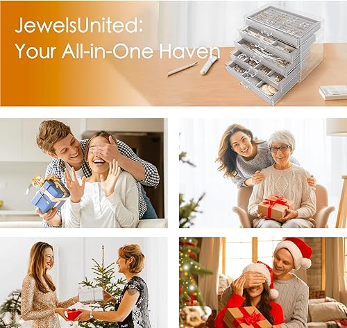 Miniatura 7 de coobest Joyero, organizador de joyas de 5 cajones, cajas de joyería y organizadores con organizador de aretes, caja organizadora de joyas