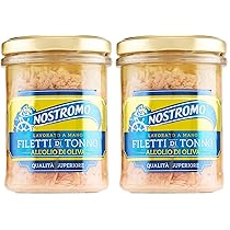 Nostromo – Filetti di Tonno all’Olio di Oliva, Qualità Superiore, Lavorati a Mano, 1 Vasetto in Vetro da 180 gr (Confezione da 2)
