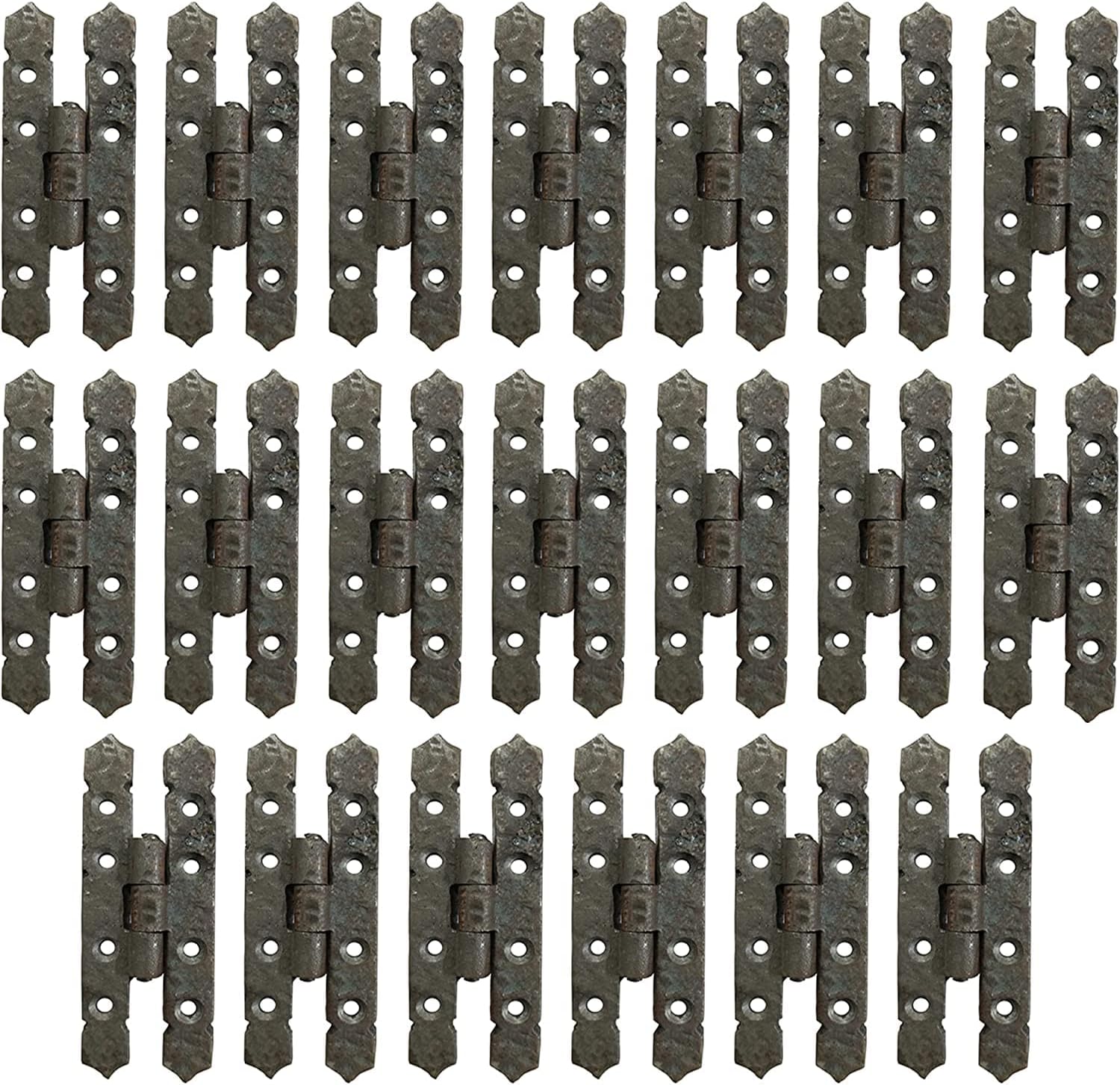 Adonai Hardware Allon Antique Cast Iron H Cabinet Hinges (4" x 8 Pack, Matte Black) for Vintage Barn Doors, Cupboards, Kitchen Wardrobes, Wooden Jewelry Box, Sheds, Furniture, Chest and Trunks