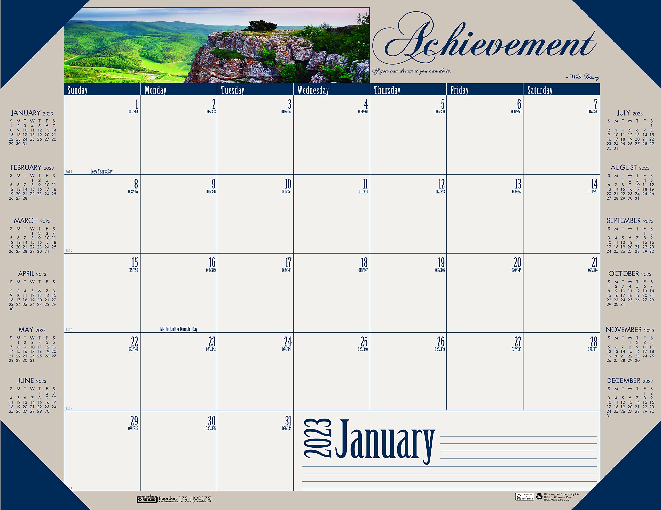 House Of Doolittle 2024 Monthly Desk Pad Calendar, Motivational, 22 X 17 Inches, January - December (HOD175-24