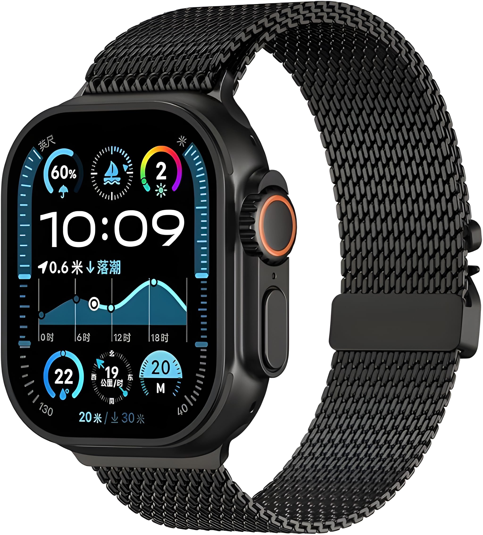 Quickprime Milanese Mesh Loop Compatible for Apple Watch Ultra, Ultra 2 Band 49mm 46mm 45mm 44mm 42mm, Replacement Belt with Adjustable Parachute-style Buckle for iWatch Series 10 9 8 7 SE 6 5 4 3 2 1 (Black) (B0DJ3S9X83) Amazon Price History, Amazon Price Tracker
