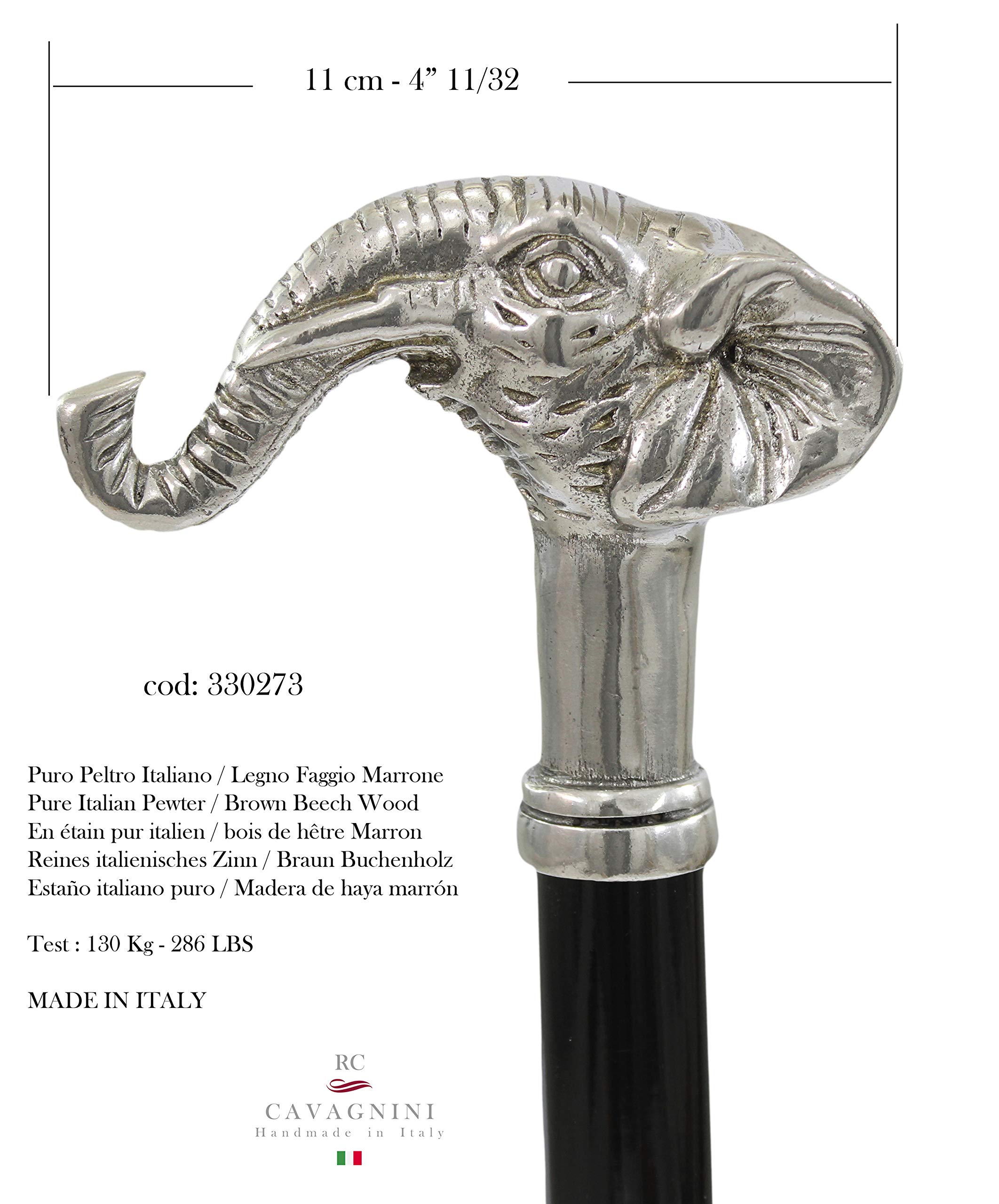 CAVAGNINI, Bastones de diseño para Caminar, Elefante. Bastón Personalizable, Hecho a Mano en Italia