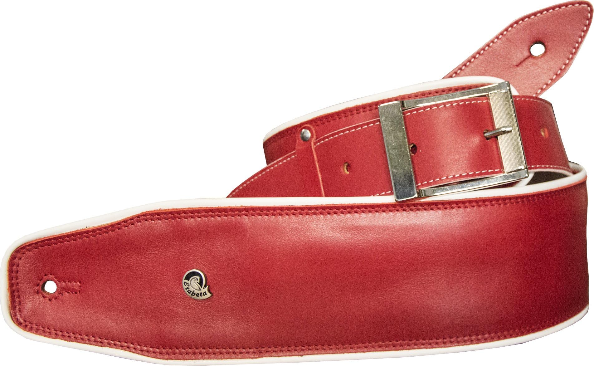 Guitar Strap Padded Leather wide, soft and comfortable art. CADILLAC - Etabeta Artigiano Toscano – Made in Italy (red)